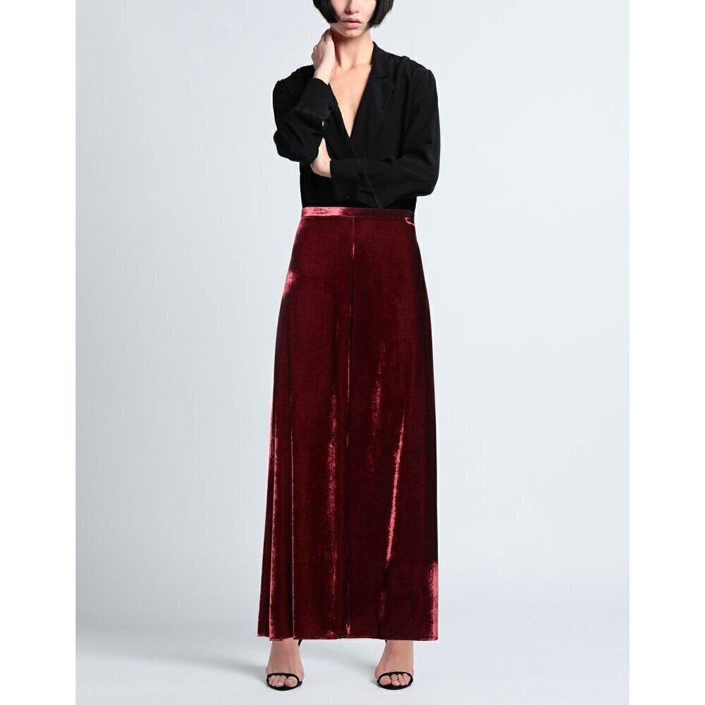 Forte Forte High Waist Velvet Midi Skirt Borgona Womens Size 00 US 0
